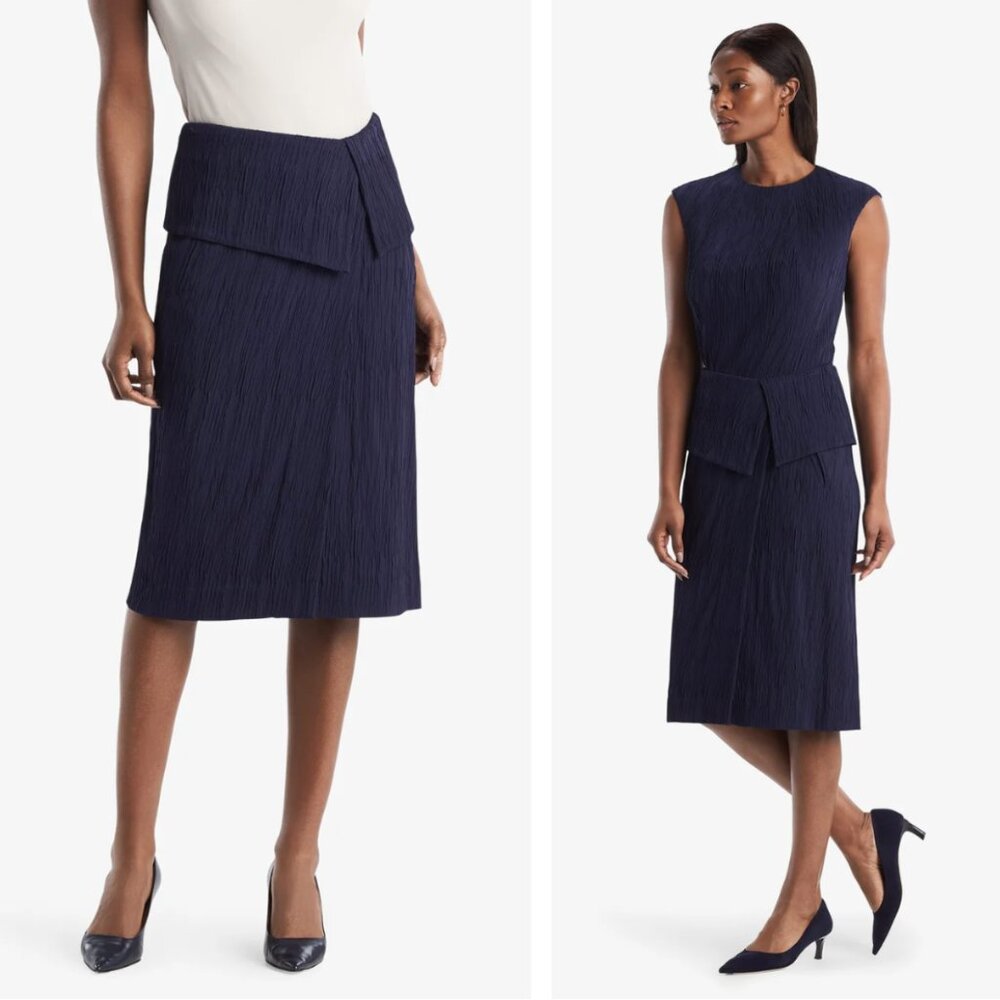 NWT MM Lafleur Montgomery Skirt Pleated Jersey Aegean Blue